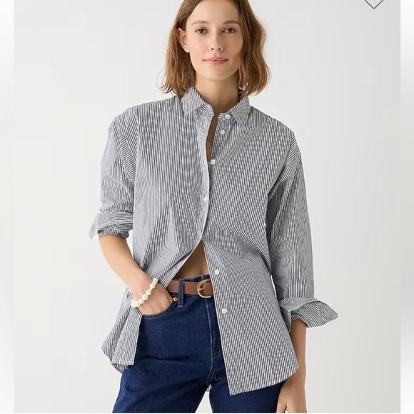 J. Crew Stretch Perfect Button Down Stripe Shirt Size TM - Picture 9 of 9
